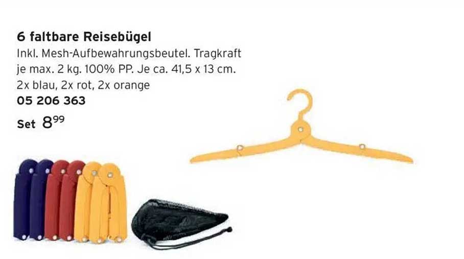 6 faltbare Reisebügel
