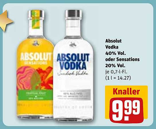 Absolut Vodka 40% Vol. oder Sensations 20% Vol.