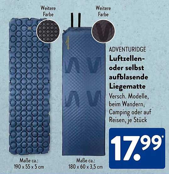 ADVENTURIDGE Luftzellen- oder selbst aufblasende Liegematte