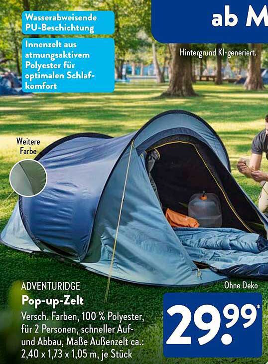 ADVENTURIDGE Pop-up-Zelt für 2 Personen