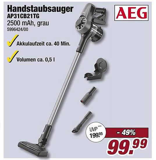 AEG Handstaubsauger AP31CB21TG, 2500 mAh, grau