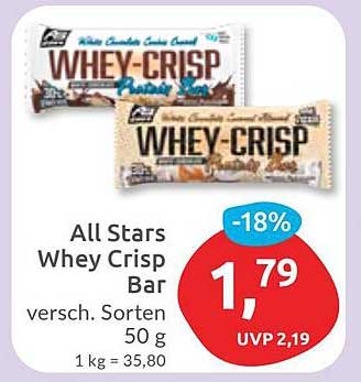 All Stars Whey Crisp Bar - verschiedene Sorten 50 g
