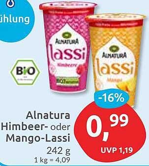 Alnatura Himbeer- oder Mango-Lassi 242 g