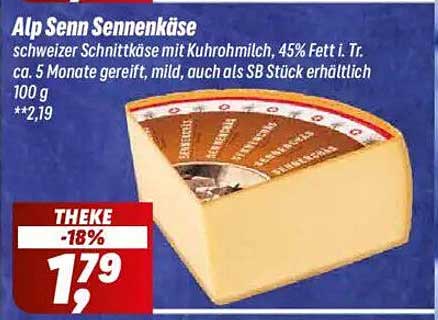 Alp Senn Sennenkäse - Schweizer Schnittkäse mit Kuhrohmilch