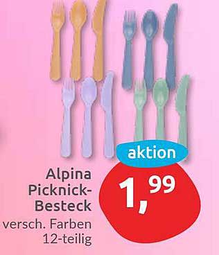 Alpina Picknick-Besteck 12-teilig in verschiedenen Farben