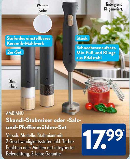 AMBIANO Skandi-Stabmixer oder Salz- und Pfeffermühlen-Set