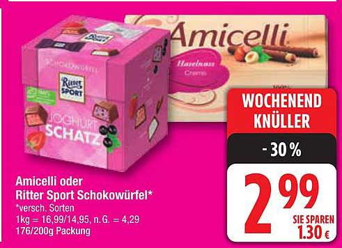 Amicelli oder Ritter Sport Schokowürfel - Weekend Knüller