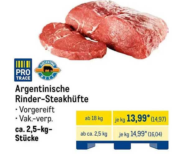 Argentinische Rinder-Steakhüfte, vorgegart und vakuumverpackt
