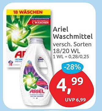 Ariel Waschmittel - Verschiedene Sorten 18/20 WL