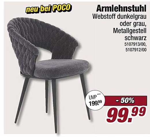 Armlehnstuhl Webstoff dunkelgrau oder grau, Metallgestell schwarz