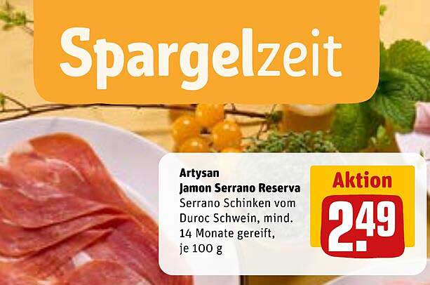 Artysan Jamon Serrano Reserva - Serrano Schinken vom Duroc Schwein, mind. 14 Monate gereift, je 100 g