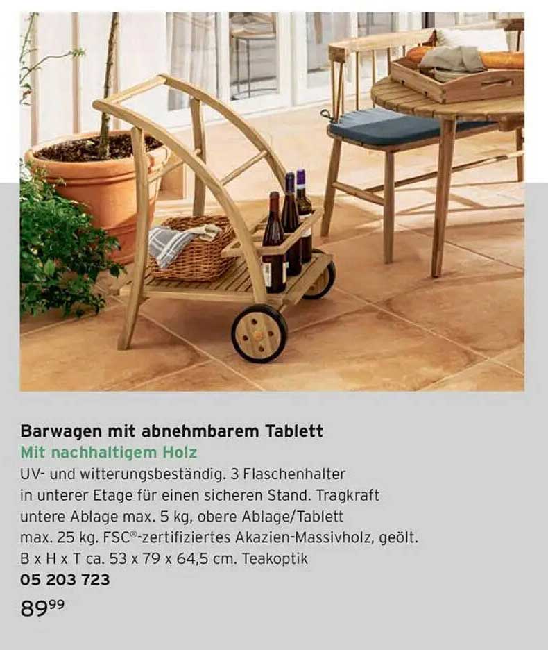 Barwagen mit abnehmbarem Tablett – Mit nachhaltigem Holz