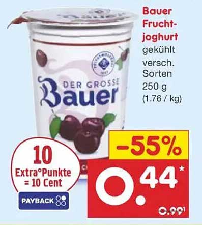 Bauer Fruchtjoghurt 250 g - Überraschung zum Sparpreis!