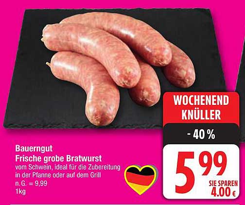Bauerngut Frische grobe Bratwurst 1kg