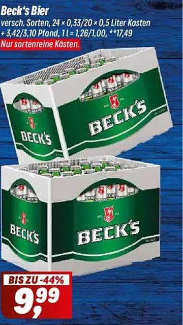 Beck's Bier, 24 x 0,33/20 x 0,5 Liter Kasten