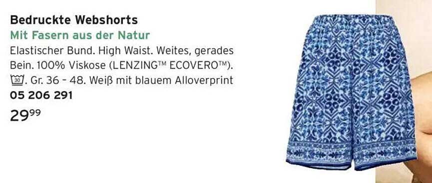 Bedruckte Webshorts mit Fasern aus der Natur