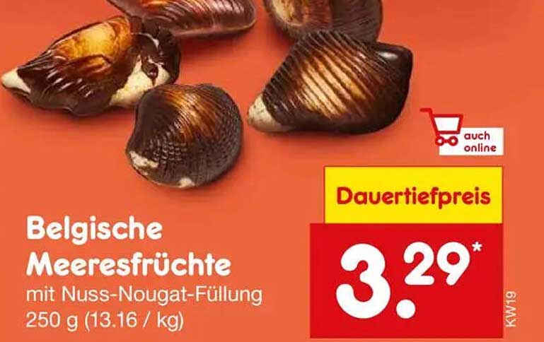 Belgische Meeresfrüchte mit Nuss-Nougat-Füllung 250 g