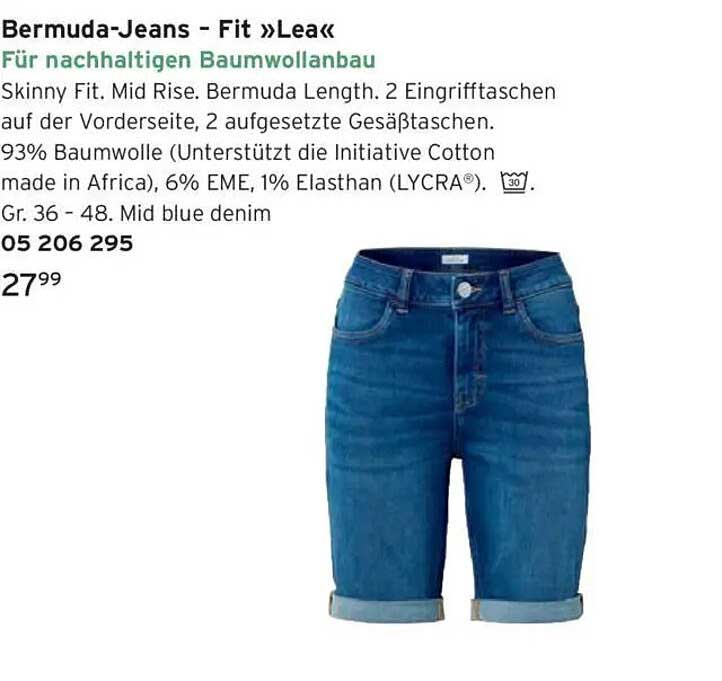 Bermuda-Jeans - Fit »Lea« für nachhaltigen Baumwollanbau