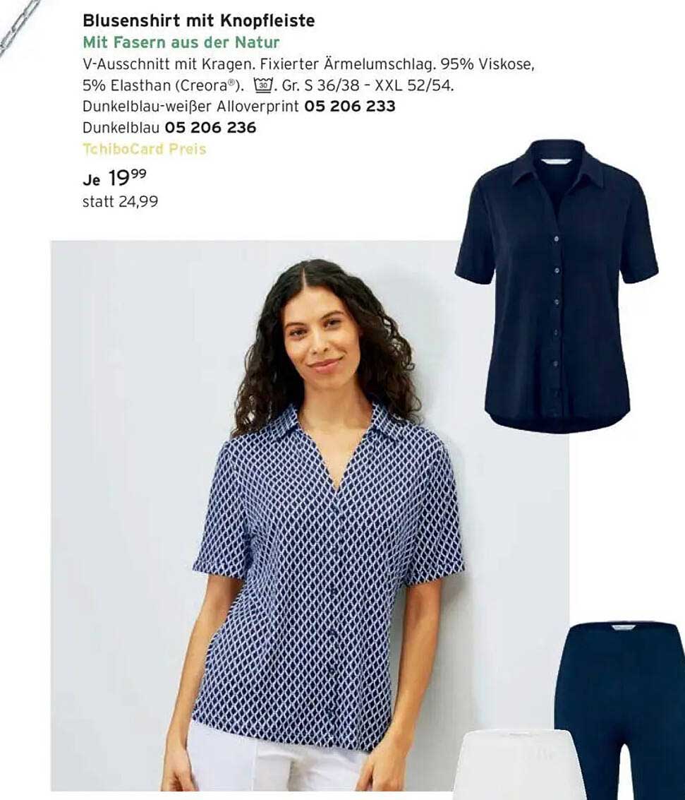 Blusenshirt mit Knopfleiste - mit Fasern aus der Natur