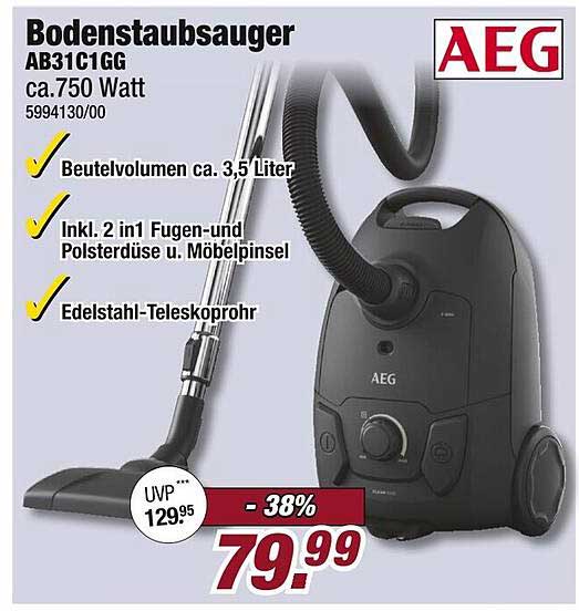 Bodenstaubsauger AEG AB31C1GG – 750 Watt