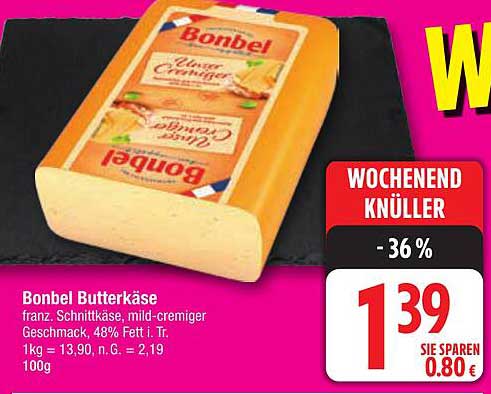 Bonbel Butterkäse - französischer Schnittkäse, mild-cremig