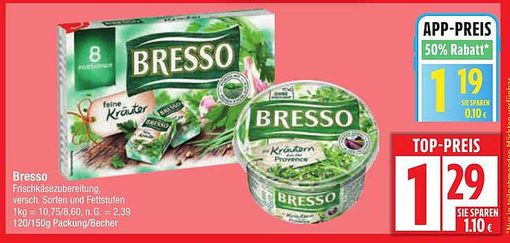 Bresso Frischkäse: verschiedene Sorten und Fettstufen