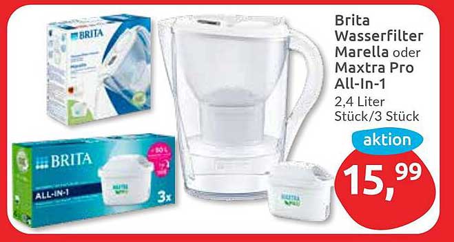 Brita Wasserfilter Marella oder Maxtra Pro All-In-1 2,4 Liter