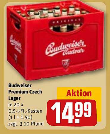 Budweiser Premium Czech Lager 20 x 0,5-L-Fl.-Kasten