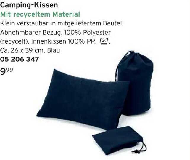 Camping-Kissen mit recyceltem Material