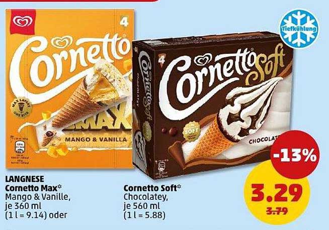 Cornetto Max* Mango & Vanille oder Cornetto Soft* Chocolately
