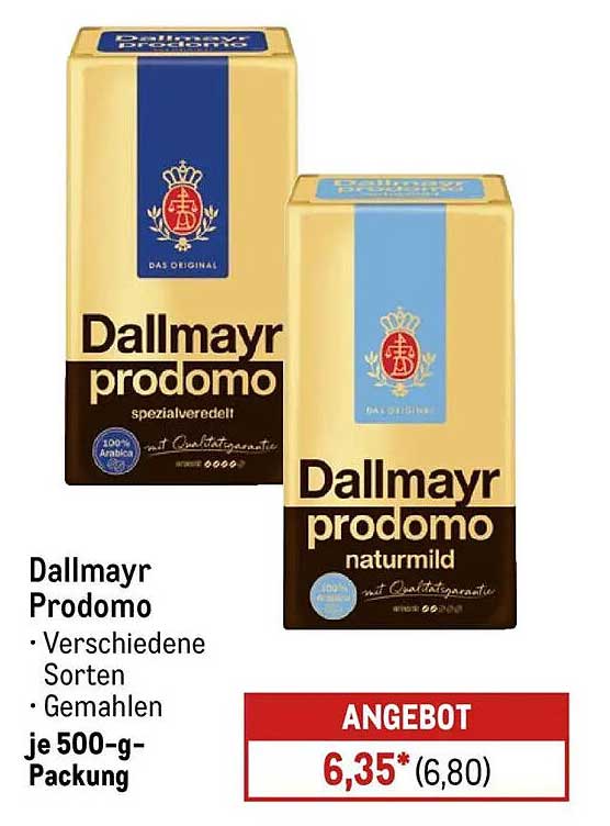 Dallmayr Prodomo - verschiedene Sorten gemahlen je 500-g-Packung
