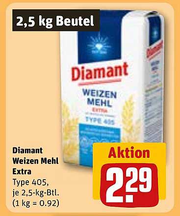 Diamant Weizen Mehl Extra 2,5 kg Beutel – Aktion zu 2,29 €