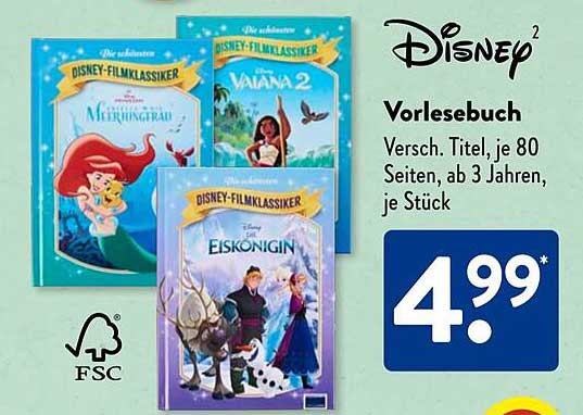 Disney Vorlesebuch – Verschiedene Titel, je 80 Seiten, ab 3 Jahren, je Stück