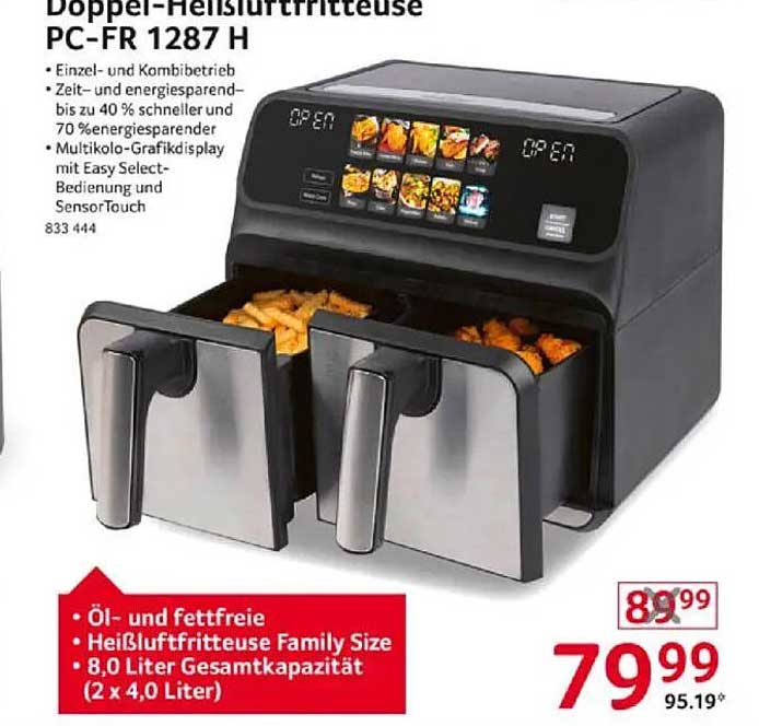Doppel-Heißluftfritteuse PC-FR 1287 H