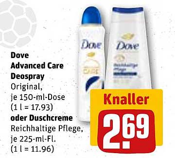 Dove Advanced Care Deospray oder Duschcreme – Knaller-Angebot!