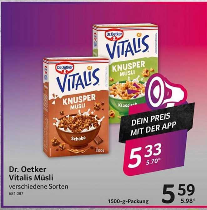 Dr. Oetker Vitalis Knusper Müsli verschiedene Sorten
