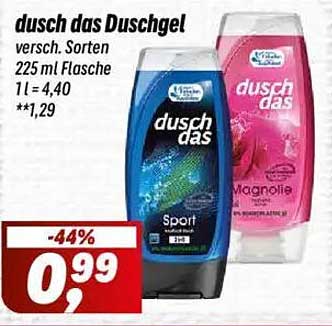 dusch das Duschgel, verschiedene Sorten 225 ml Flasche