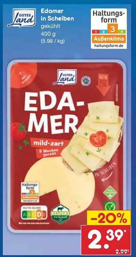 Edamer in Scheiben - 400 g