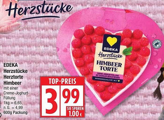 EDEKA Herzstücke Himbeertorte mit einer Creme-Joghurt-Füllung