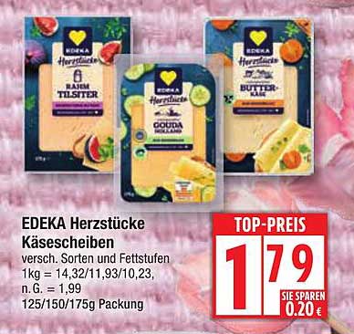 EDEKA Herzstücke Käse scheiben - verschiedene Sorten und Fettstufen