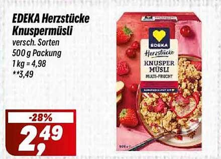 EDEKA Herzstücke Knuspermüsli (500 g) - Nur 2,49 €
