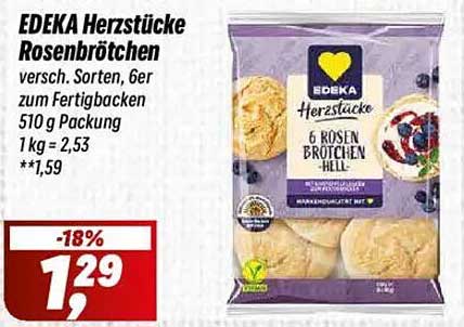 EDEKA Herzstücke Rosenbrötchen 6er Pack
