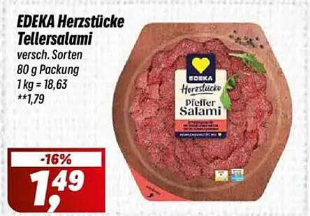 EDEKA Herzstücke Tellersalami - versch. Sorten 80 g