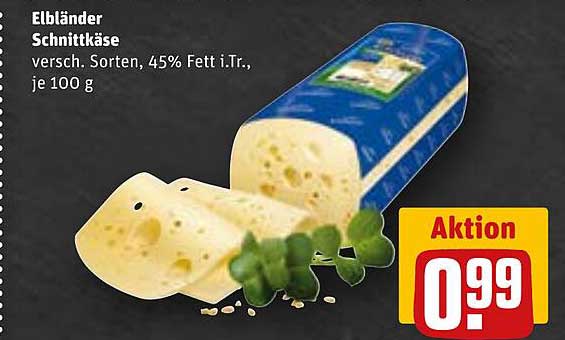 Elbländer Schnittkäse 45% Fett i.Tr., je 100 g