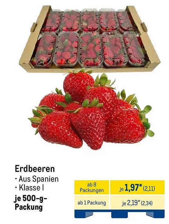 Erdbeeren aus Spanien, je 500-g-Packung