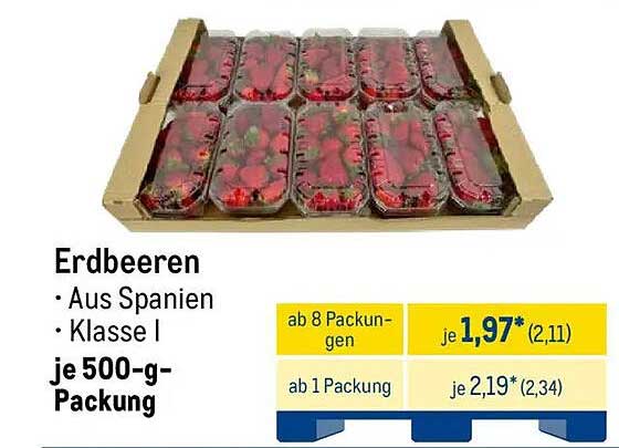 Erdbeeren aus Spanien – Klasse I je 500-g-Packung