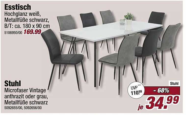 Essbereich-Set: Esstisch und Stühle in vielen Farben