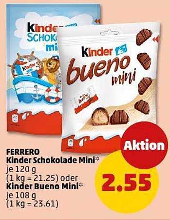 Ferrero Kinder Schokolade Mini 120 g oder Kinder Bueno Mini 108 g