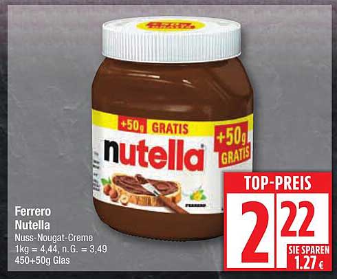 Ferrero Nutella Nuss-Nougat-Crème +50g GRATIS