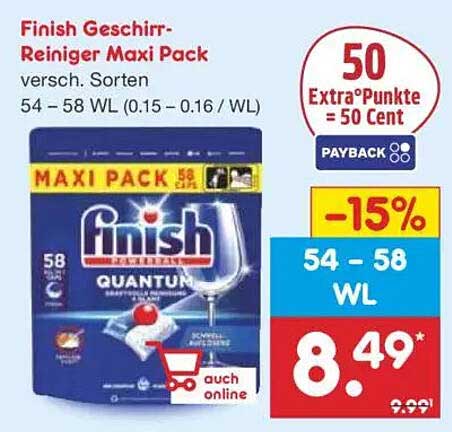 Finish Geschirr-Reiniger Maxi Pack versch. Sorten 54 – 58 WL